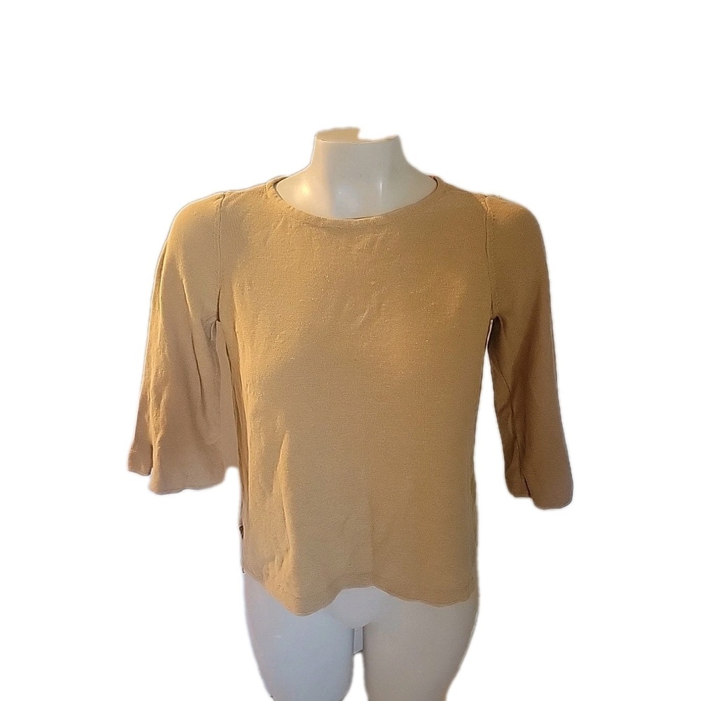 J.Jill  Linen Tee XS Beige Lightweight‎ Slub Knit Summer Top Breathable Comfort